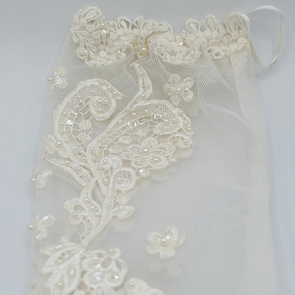 Embroidered Bridal Sleeve Pearls Sequins #695 - Picture 5 of 14